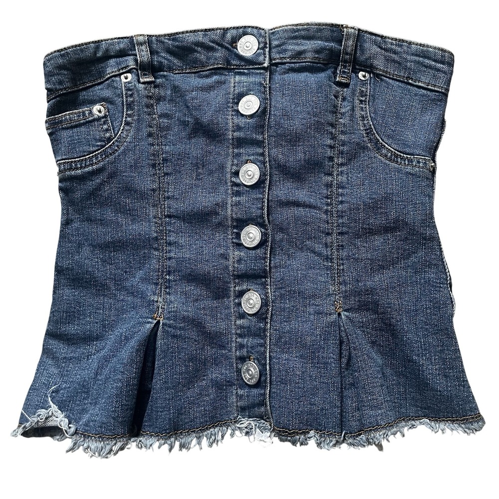 BDG Urban Outfitters Denim Corset Strapless Top Womens Small Lace Up Flared